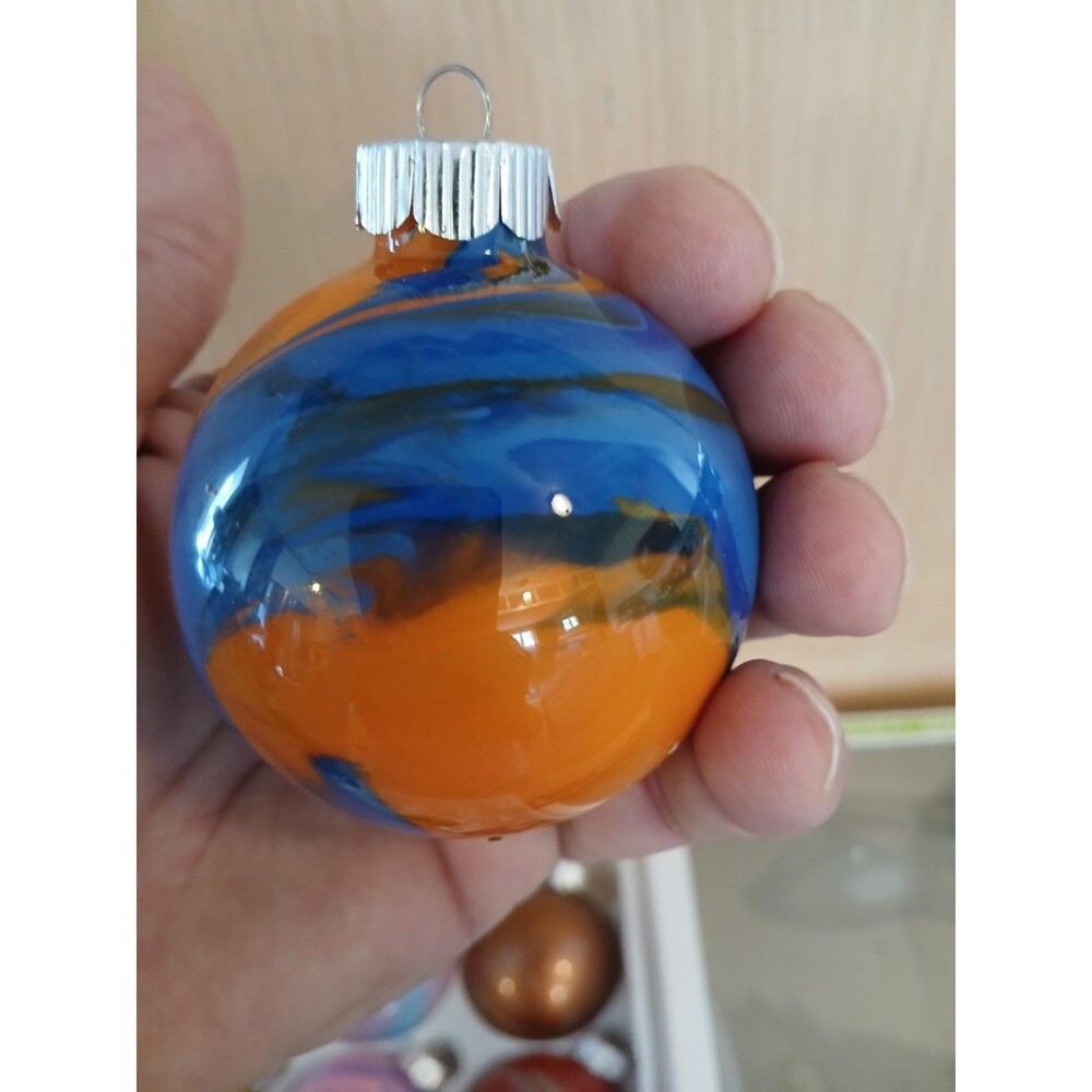 Tree House Studio Glass Round Christmas Ornaments Tie Dye Holiday Decoration - Picture 6 of 7